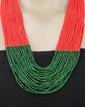 Red/Green Multilayered Beads Woven Pote Necklace For Women