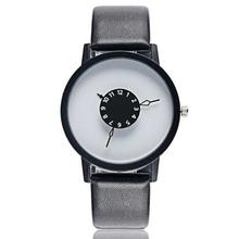 Turntable White Dial Leather Belt Casual Unisex Watch