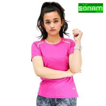 Sonam Gears Round Neck Half-Sleeve T-Shirt For Women (340)- Pink