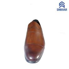 Shikhar Slip On Cap Toed Leather Shoes For Men (1718)- Dark Brown