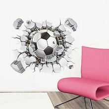 3D Soccer Broken Wall Hole Window View Decals Wall Sticker