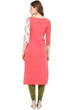 Women Floral Printed Straight Kurtis – Pink