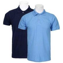 Pack Of 2 100% Cotton Polo T-Shirt For Men - Navy/Sky Blue