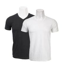 Combo Of 2 Lycra Stretchable V-Neck T-Shirts - Black/White