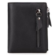 2019 New Genuine Leather Mens Wallet Man zipper Short Coin