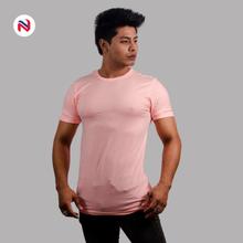 Nyptra Peach  Plain Solid Cotton T-Shirt For Men