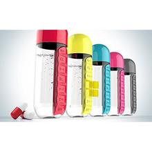 Aafno Pasal Navisha Combine Water Bottle With Removable 7 Day Pill Organizer & Drinking Cup ( Random Color)