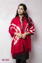 Red Tie Dyed Acrylic Pashmina Shawl For Women