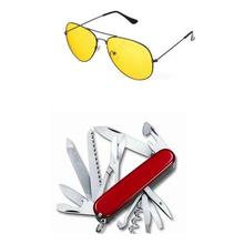 Combo of (Swiss Knife & Yellow Night Vision Sunglass)