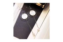 Gold/White Shell Chain Drop Earrings For Women