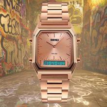 SKMEI 1220 Double Time Digital Analog Stainless Steel Watch - RoseGold