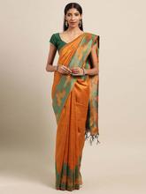 Stylee Lifestyle Orange Ikkat Silk Jacquard Saree-2140