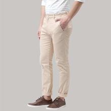 Cream Stretchable Cotton Chinos For Men By Nyptra