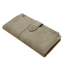 Grey Retro matte long leather wallet(4708095308041)