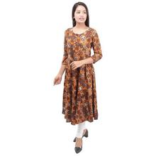 Orange/Navy Printed Umbrella Designed Kurti For Women