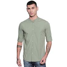 Dennis Lingo Men's Solid Chinese Collar Dusty Green Casual