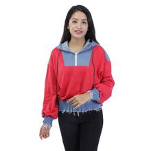 Mixed Cotton Hooded Sweatshirt For Women