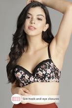 Clovia Padded Underwired Floral Print Multiway T-Shirt Bra in Black