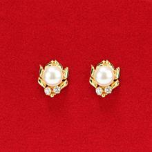 Gold Plated Faux Pearl And Stone Studded Earrings For Women