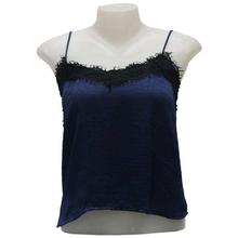 Navy Blue/Black Lace Embroidered Sleeveless Top For Women