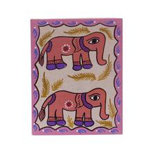 Baby Pink Elephants Mithila Art Lokta Paper Notebook