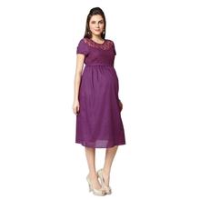 Nine Maternity Wear Fit and Flare Purple Dress-(DRSFY16-5318)