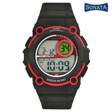 Sonata Black Dial Digital Watch For Men- 77068PP01