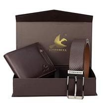 Hornbull Gift Set for Men's - Brown Wallet and Brown Belt