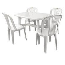 Dolphin Molded Plastic Rectangle Table & Armless Chair Set ( 4 Chairs and 1 Table)
