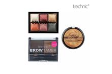 Technic Combo Of 3 Technic Color Max Baked Eyeshadows, Brow Tamer Eyebrow Kit & Get Gorgeous Highlighting Powder