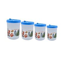 Christmas Storage Container (500ml, 800ml 1200ml, 1800ml), Blue-4 Pcs