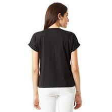 Miss Chase Women's Black Cotton T-Shirt