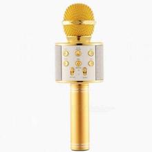 WS-858 Wireless Bluetooth Microphone Recording Condenser Handheld Microphone Stand With Bluetooth Speaker Audio Recording (Gold)