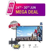 WEGA 43 Inch 4K Smart DLED TV Double Glass - (Black)