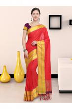 Stylee Lifestyle Red Art Silk Jacquard Saree (1905)