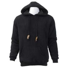 Black Solid Polar Fur/Dhaka Hoodie For Men