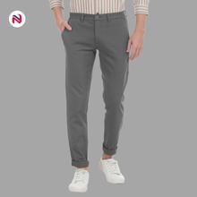 Nyptra Dark Grey Stretchable Cotton Chinos For Men