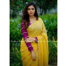 Designer yellow georgette saree with sequence work