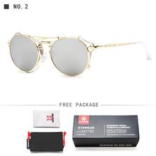 KDEAM Steampunk Clip On Sunglasses Men Round Sun Glasses