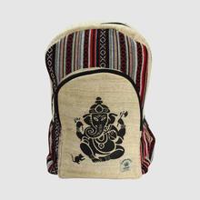 Multicolored Hemp Ganesh Printed Backpack - Unisex