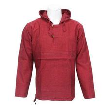 Maroon Hooded Full Sleeve Kurta Shirt For Men