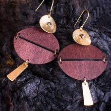 Brown Wooden Round Shape Earrings for Women