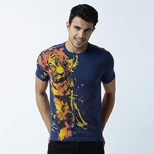 HUETRAP Men's Navy Tiger Printed T-Shirt