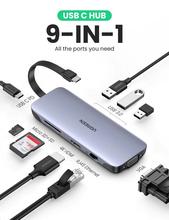 9 IN1 USB-C to3*USB3.0+HDMI+VGA+RJ45 Gigabit+SD&TF +PD port Converter | Enroz Online