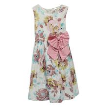 Multicolored Front Bow Designed Frock For Girls