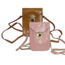 Pack Of 2 Solid Moblie Cover Crossbody Bag Set - Light Pink/Light Brown