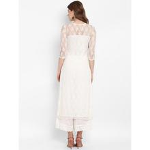 Women White Embroidered Straight Kurta