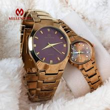 Millenium Classic Design Round Slim Dial Design Romantic Couple Analog Watch - Copper