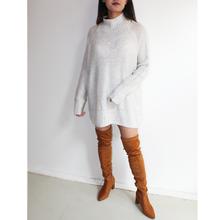 White Knit Highneck Pullover Sweater