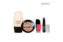 Technic Combo Of 4 Technic Foundation,Technic Pressed Powder-Bisque,Technic Max Lipstick Dream Lover &Wet n Wild Nail Polish- 478 E Lavender Crème